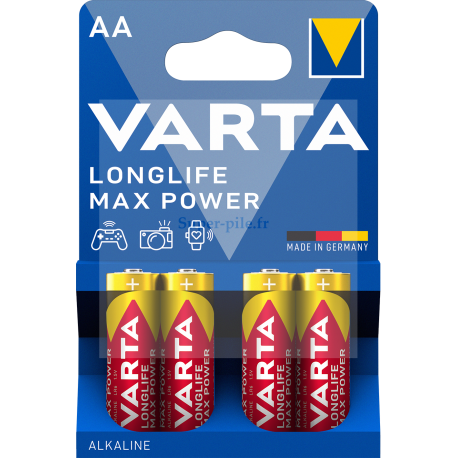 Super-pile: Piles alcalines AA Varta Longlife Max Power (blister de 4)