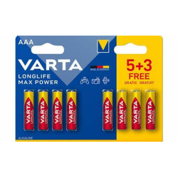 Piles alcalines AAA Varta Longlife Max Power (5+3 gratuites)