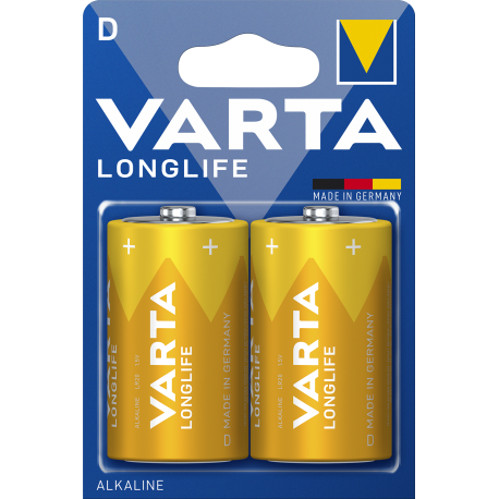 Piles alcalines LR20 Varta Longlife (blister de 2)