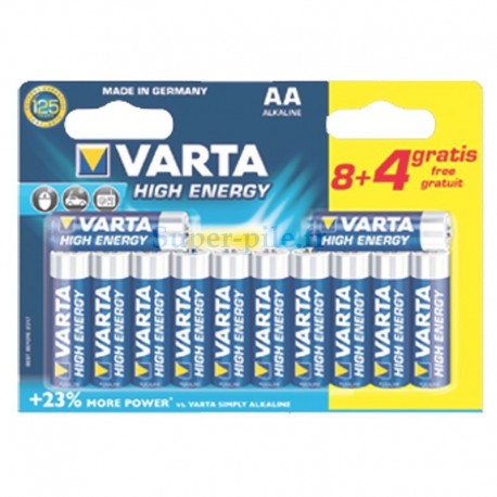 Piles alcalines AA Varta High Energy (8+4 gratuites) Piles alcalines AA Varta High Energy (8+4 gratuites)