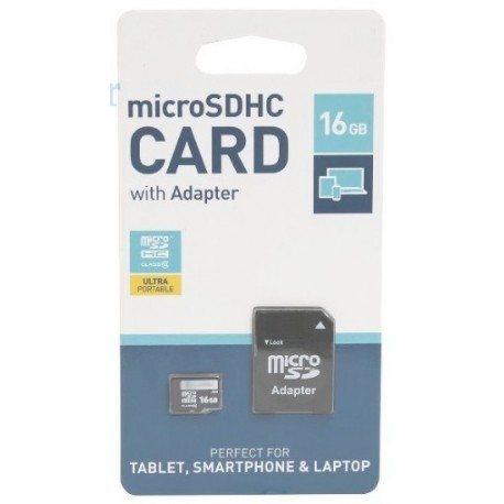 Carte micro SD 16GB classe 10 + adaptateur SD
