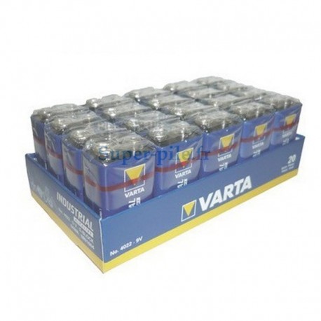 Piles alcalines 9V Varta industrielles (boîte de 20 piles)