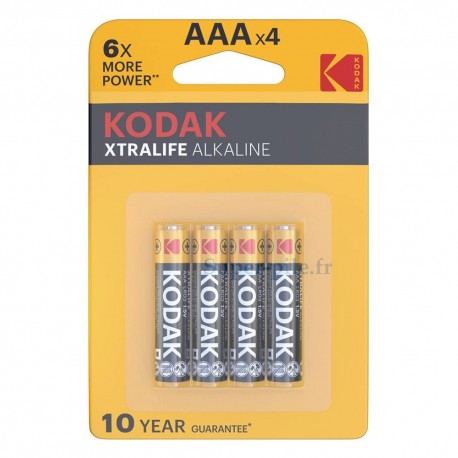 Piles alcalines AAA Kodak Xtralife (blister de 4)