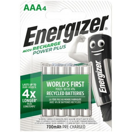 Piles rechargeables AAA Energizer 700mAh (blister de 4)
