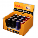 Présentoir de 16 torches aluminium Kodak 9 LED + 3 piles LR03