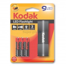 Torche aluminium noire Kodak 9 LED + 3 piles LR03