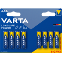 Piles alcalines AAA Varta Longlife Power (6+2 gratuites)