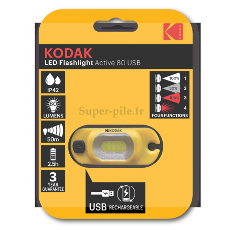 Lampe frontale Kodak rechargeable 80lm
